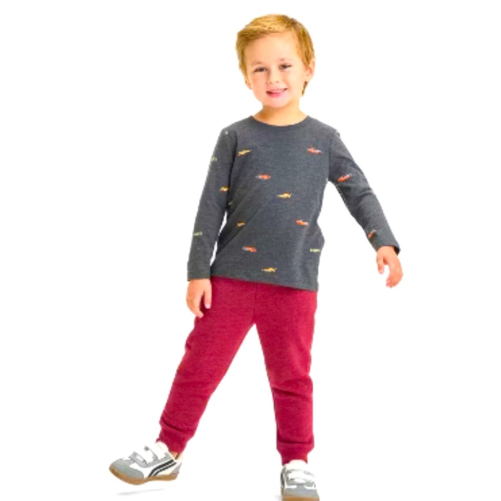 Cat & Jack - Toddler Boys’ Long Sleeve Race Car T-Shirt - Charcoal Gray (Sz  5T) - Picture 4 of 9